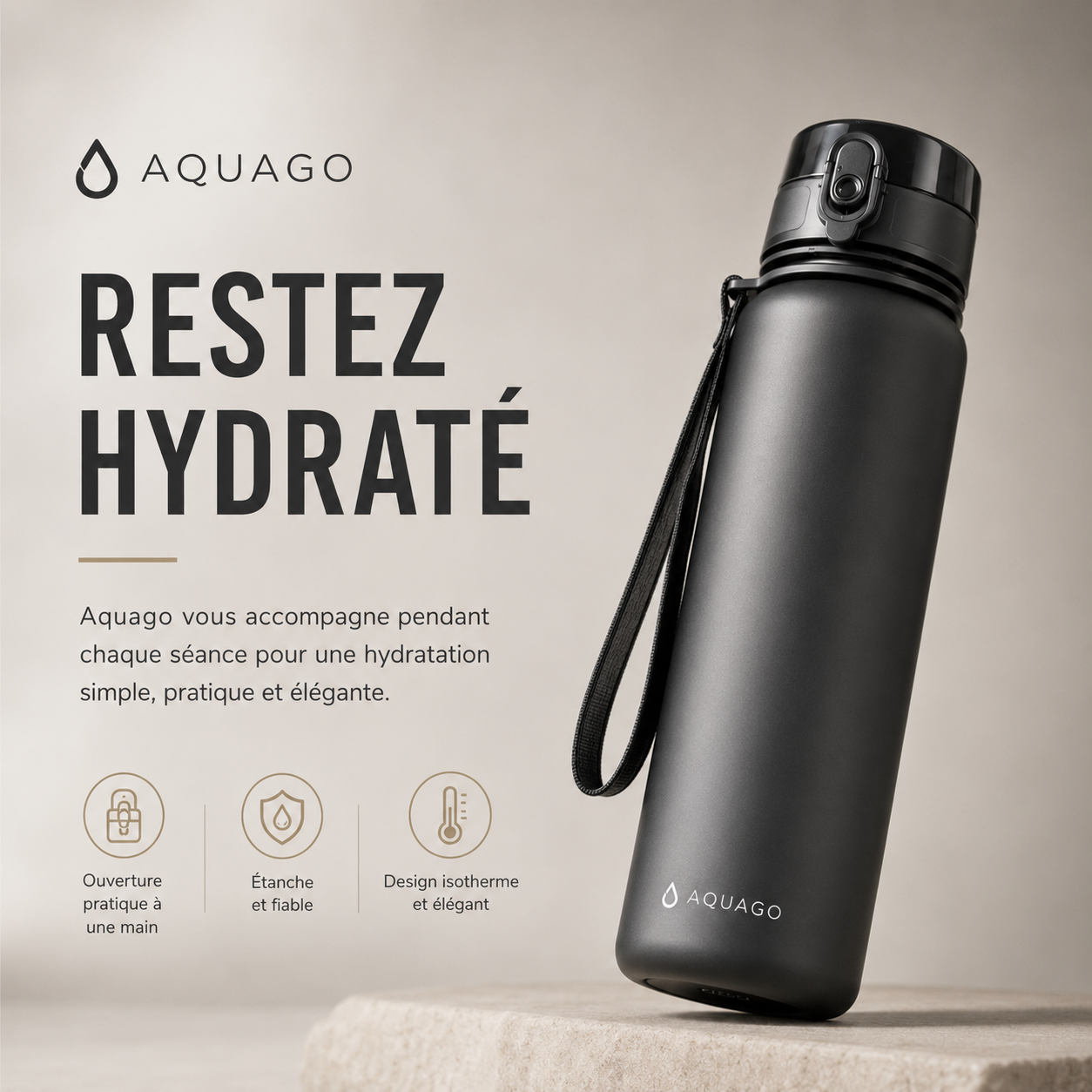 Gourde sport AquaGo pour rester hydraté à chaque séance