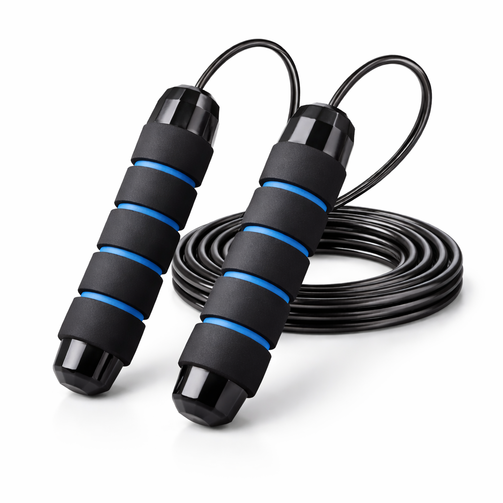 Corde à sauter FitJump coloris bleu réglable pour cardio et tonification