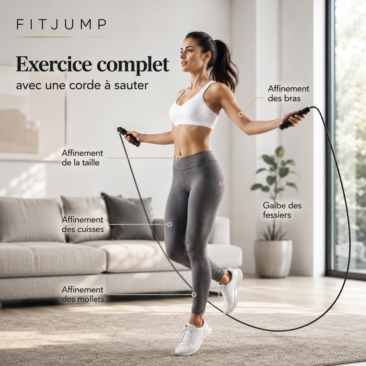 Exercice complet avec corde à sauter FitJump pour affiner le corps