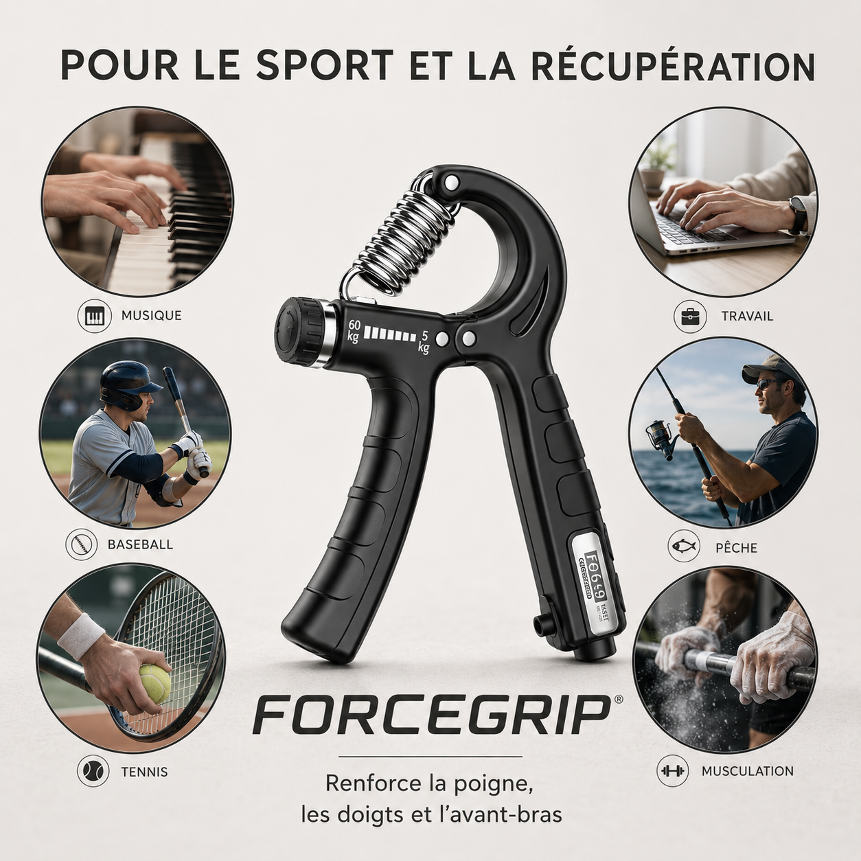 Pince ForceGrip pour renforcer la poigne les doigts et l'avant-bras