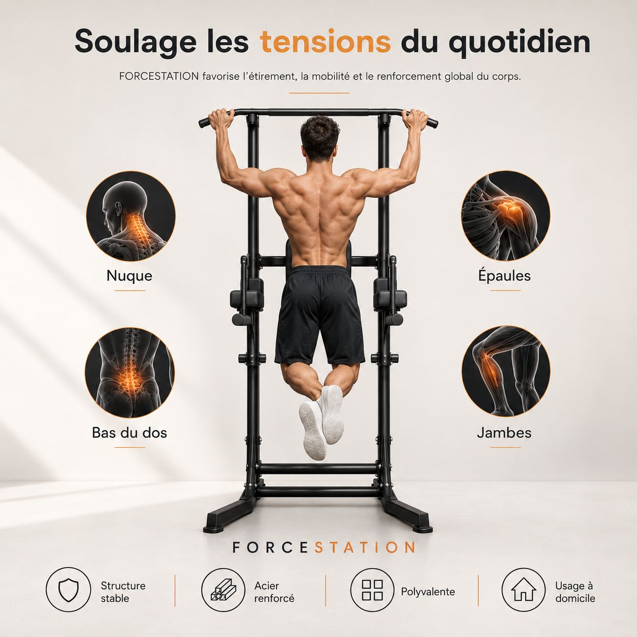 La ForceStation soulage les tensions de la nuque épaules dos et jambes