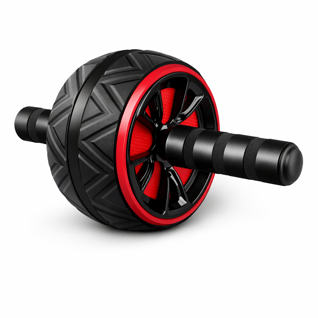 Rouleau abdominal AbForce coloris rouge et noir pour fitness maison