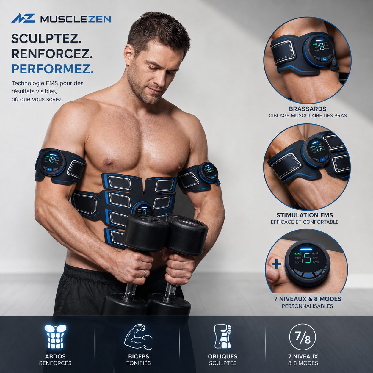 Stimulateur EMS MuscleZen pour sculpter renforcer et performer