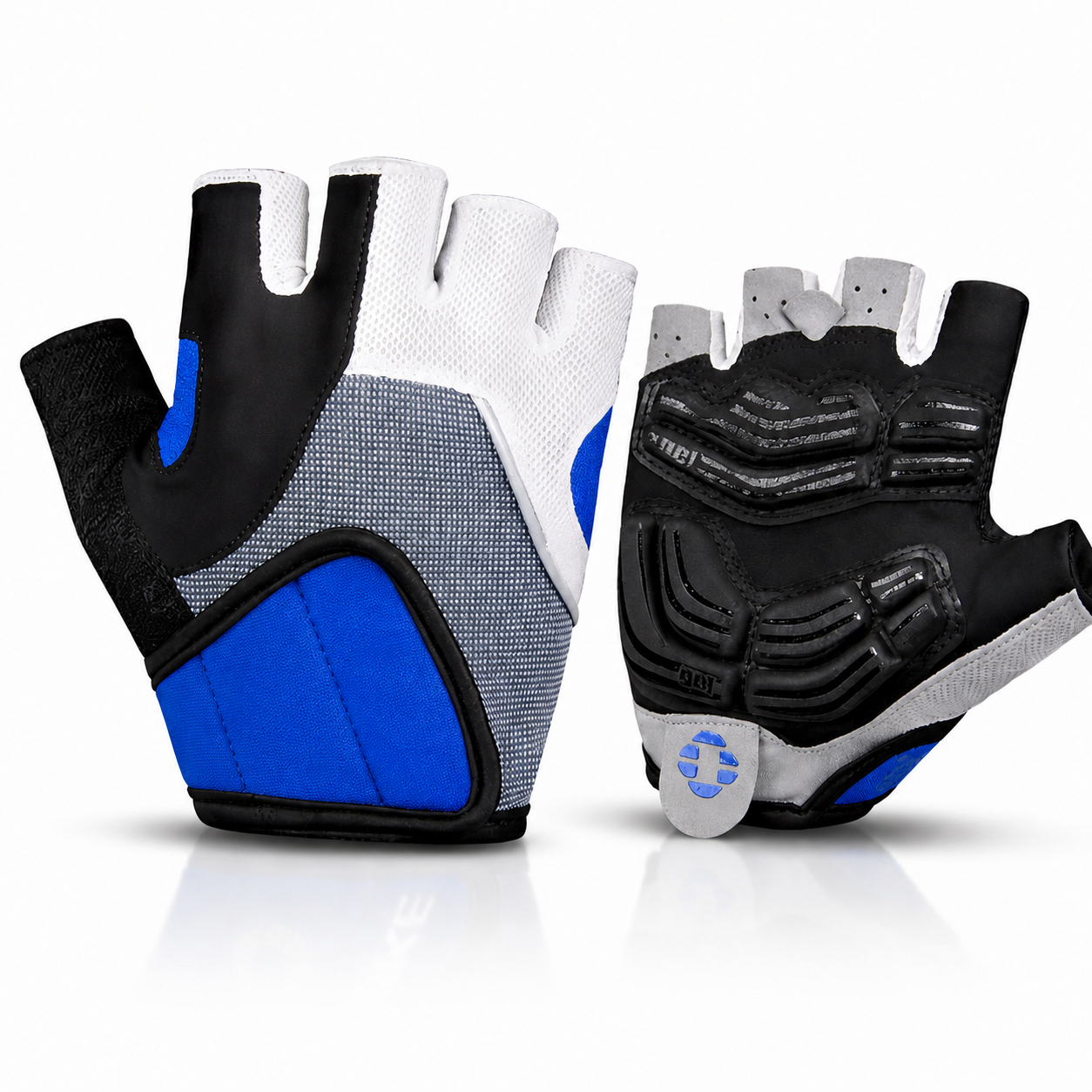 Gants cyclisme VeloFlex coloris bleu vue face et dos