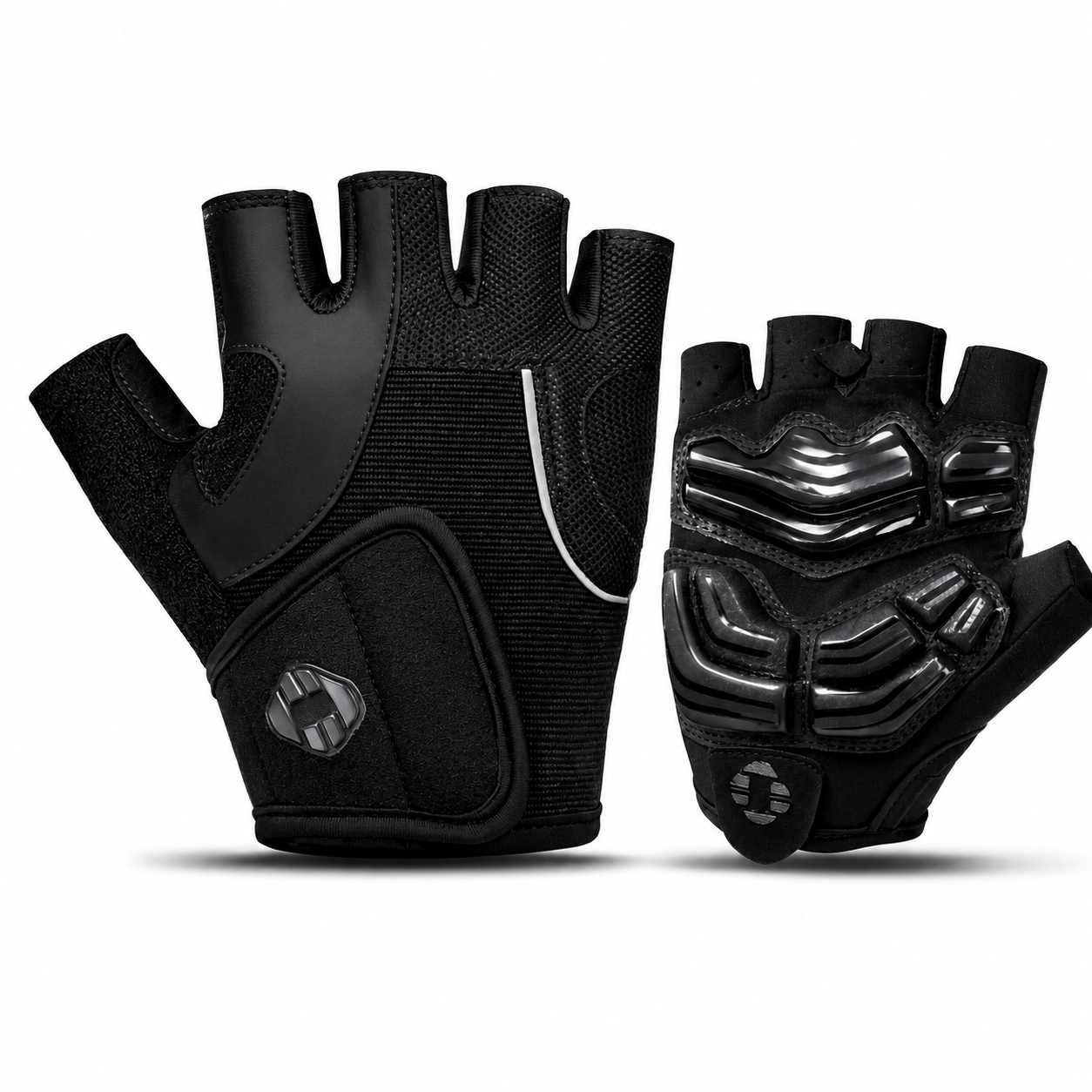 Gants cyclisme VeloFlex coloris noir vue face et dos