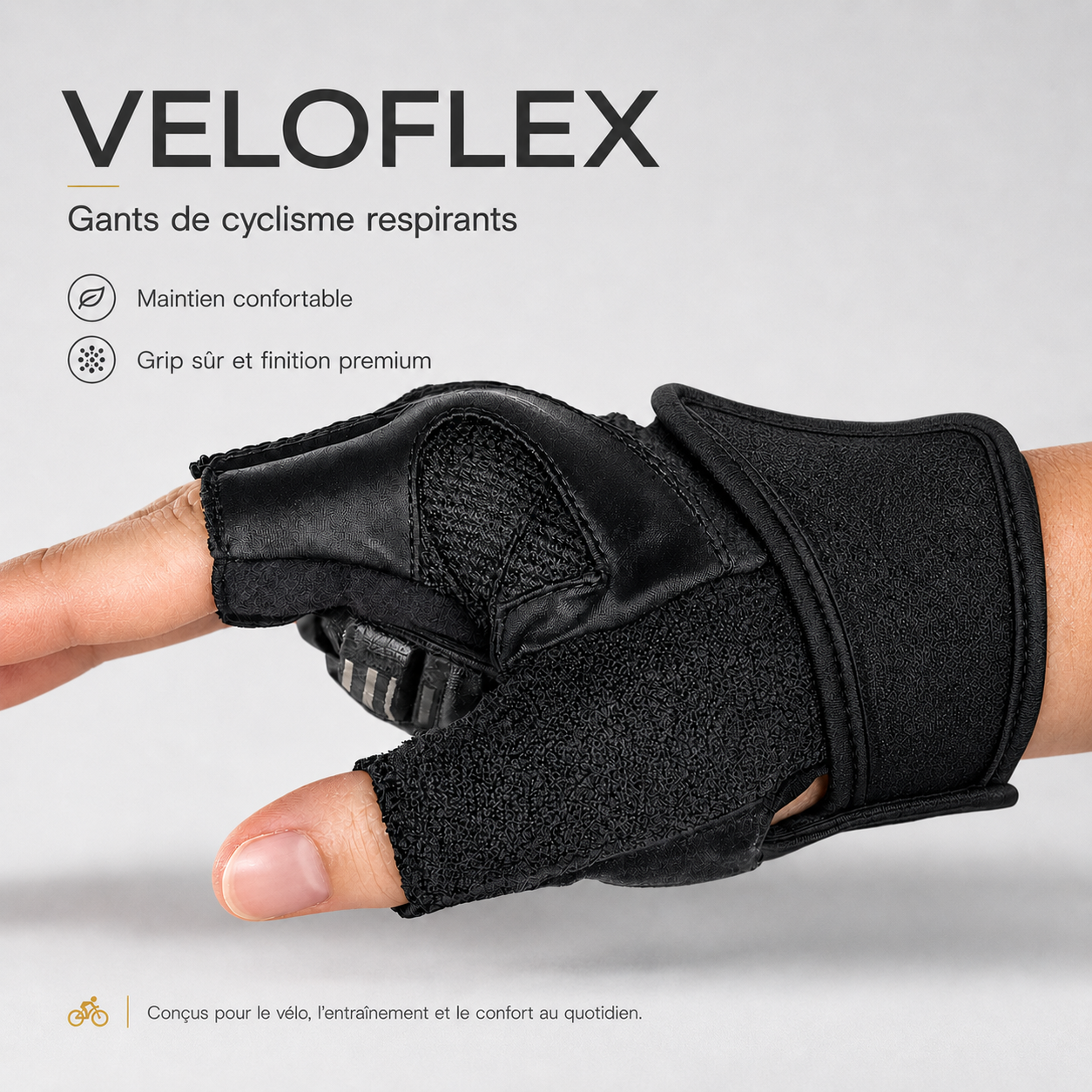 Maintien confortable et grip antidérapant des gants VeloFlex